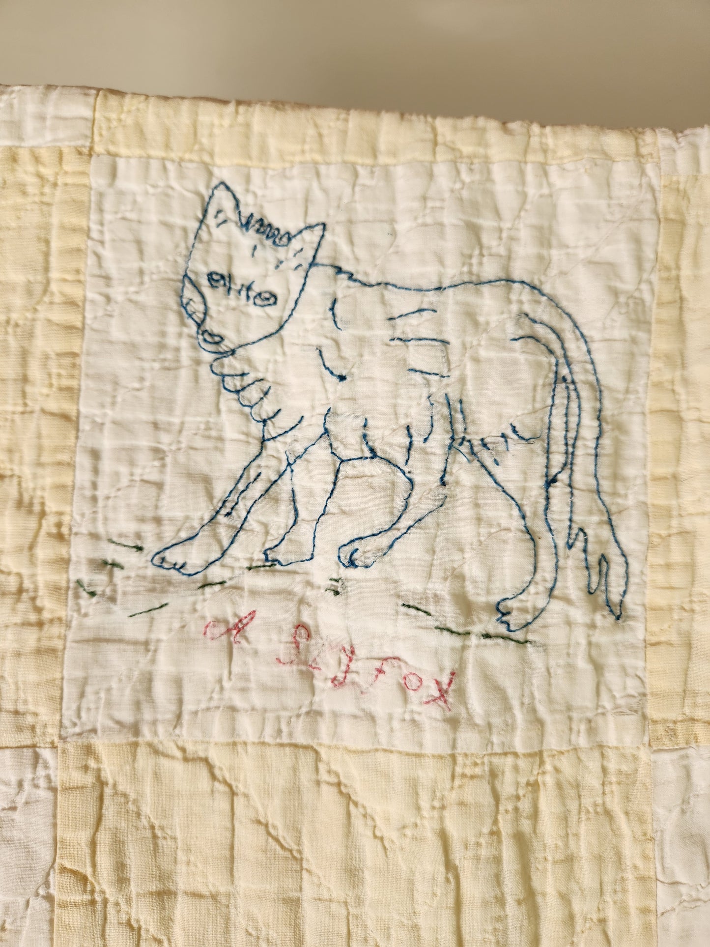 Early 20th Century Embroidered Quilt with Flora & Fauna Motifs