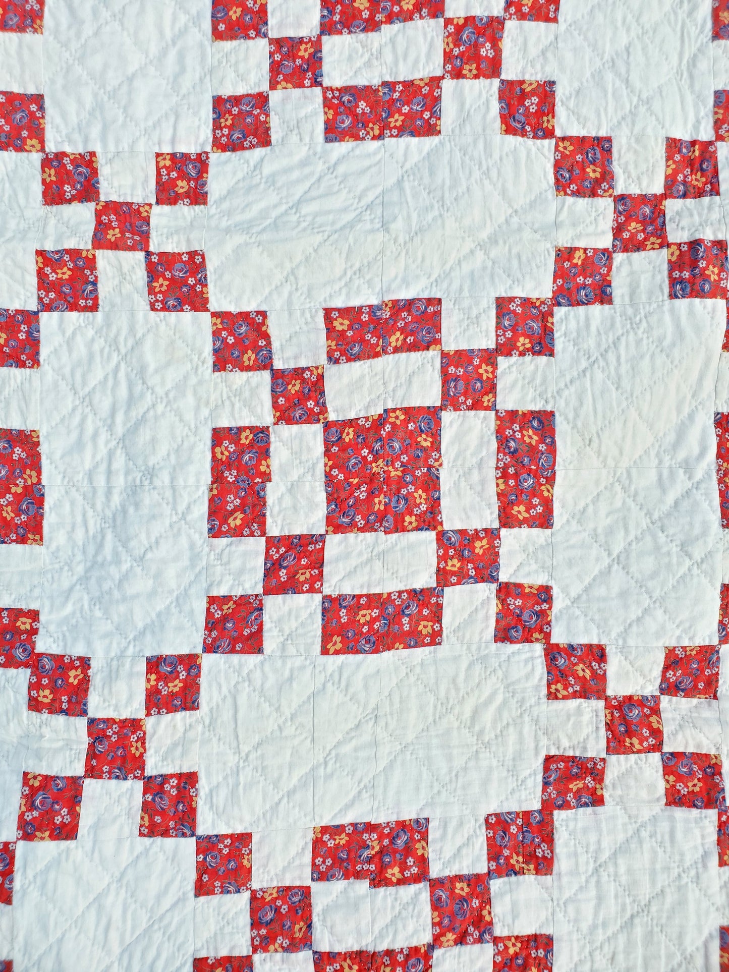 Red Rose Vintage Patchwork Quilt