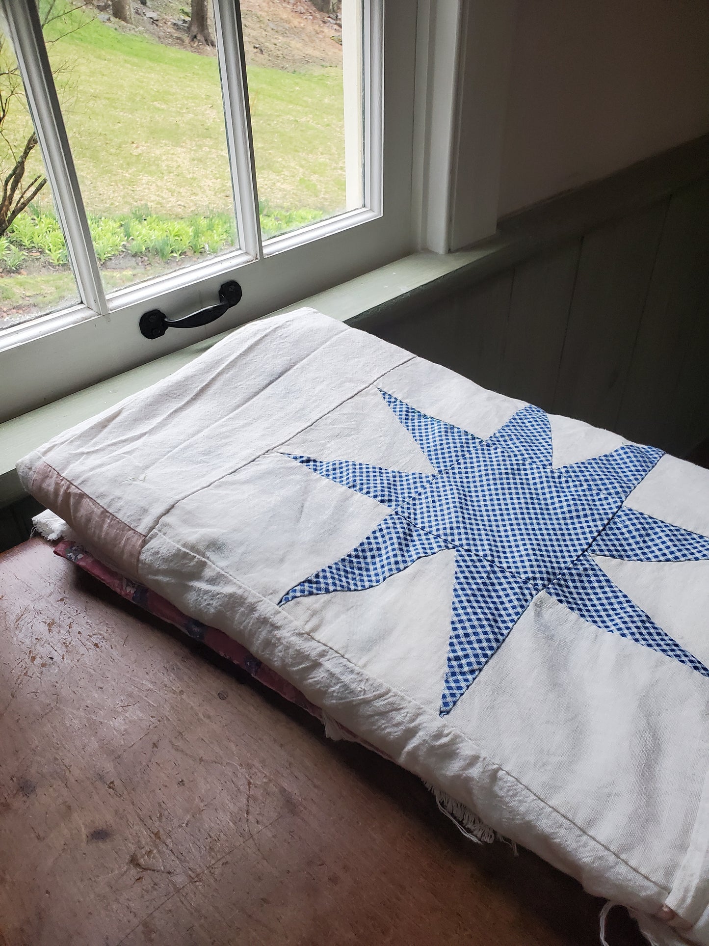 Vintage 8 Point Star Feed Sack Quilt Top