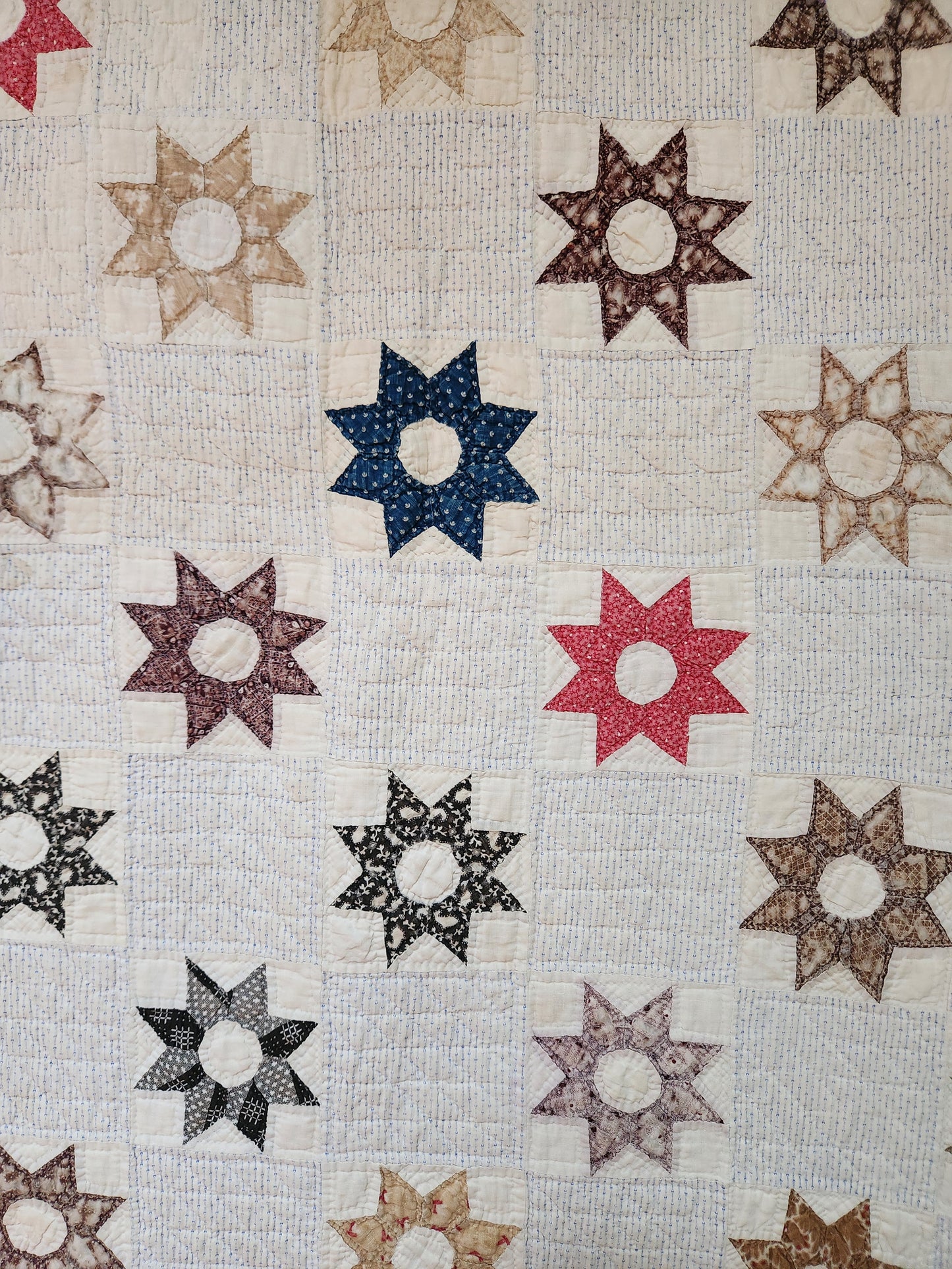 Well-Loved Antique Star Quilt c1900