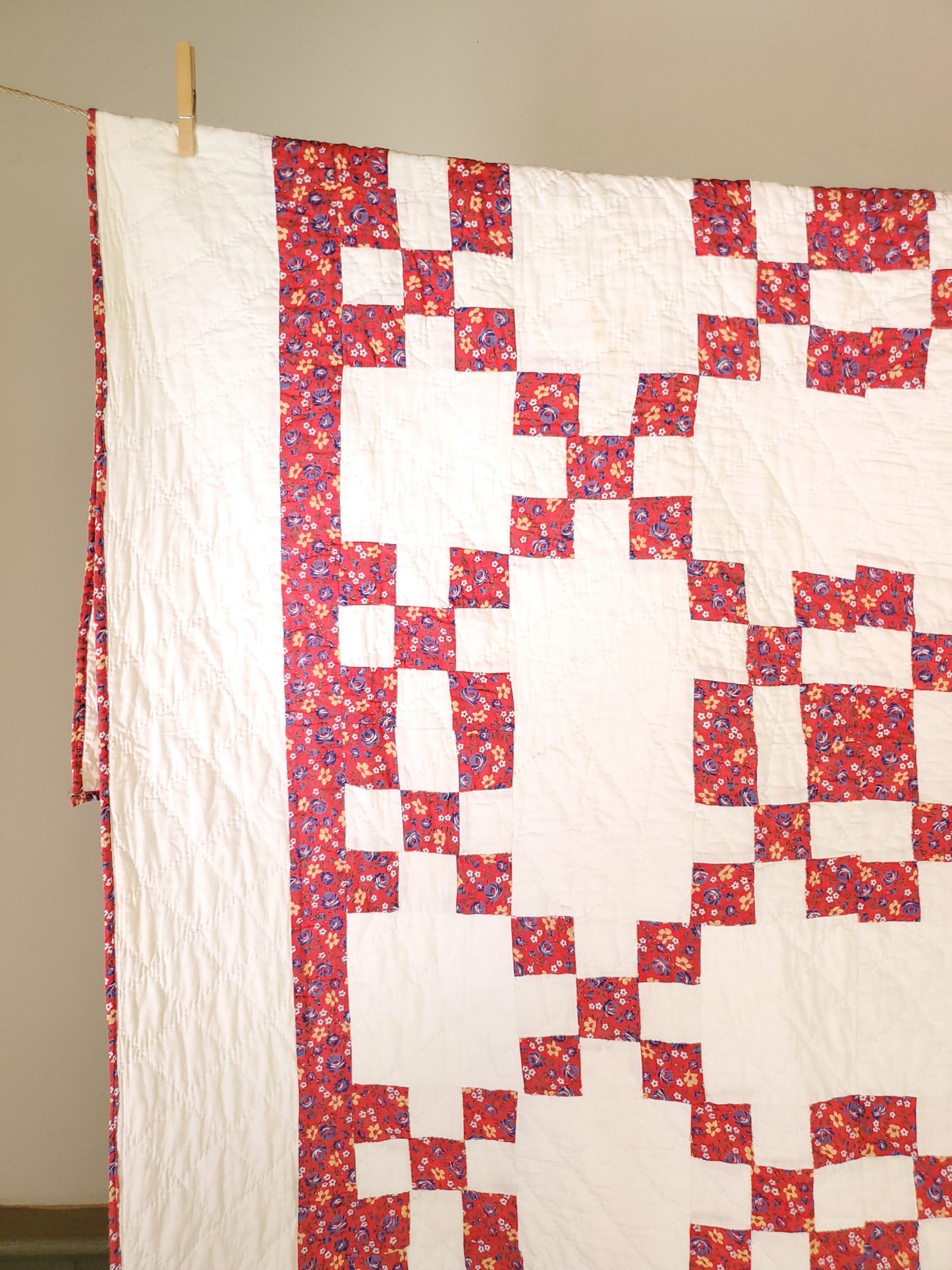 Red Rose Vintage Patchwork Quilt