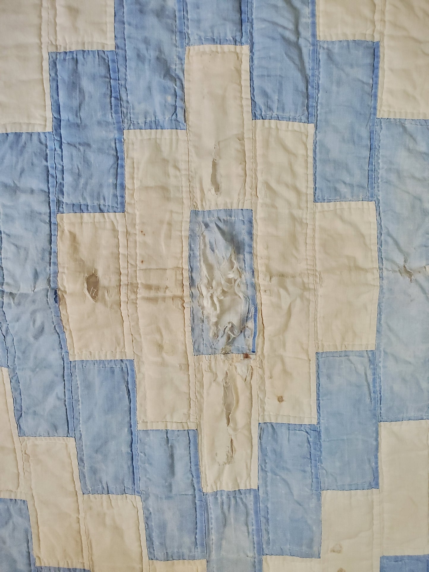 Blue and White Patchwork Crib Quilt