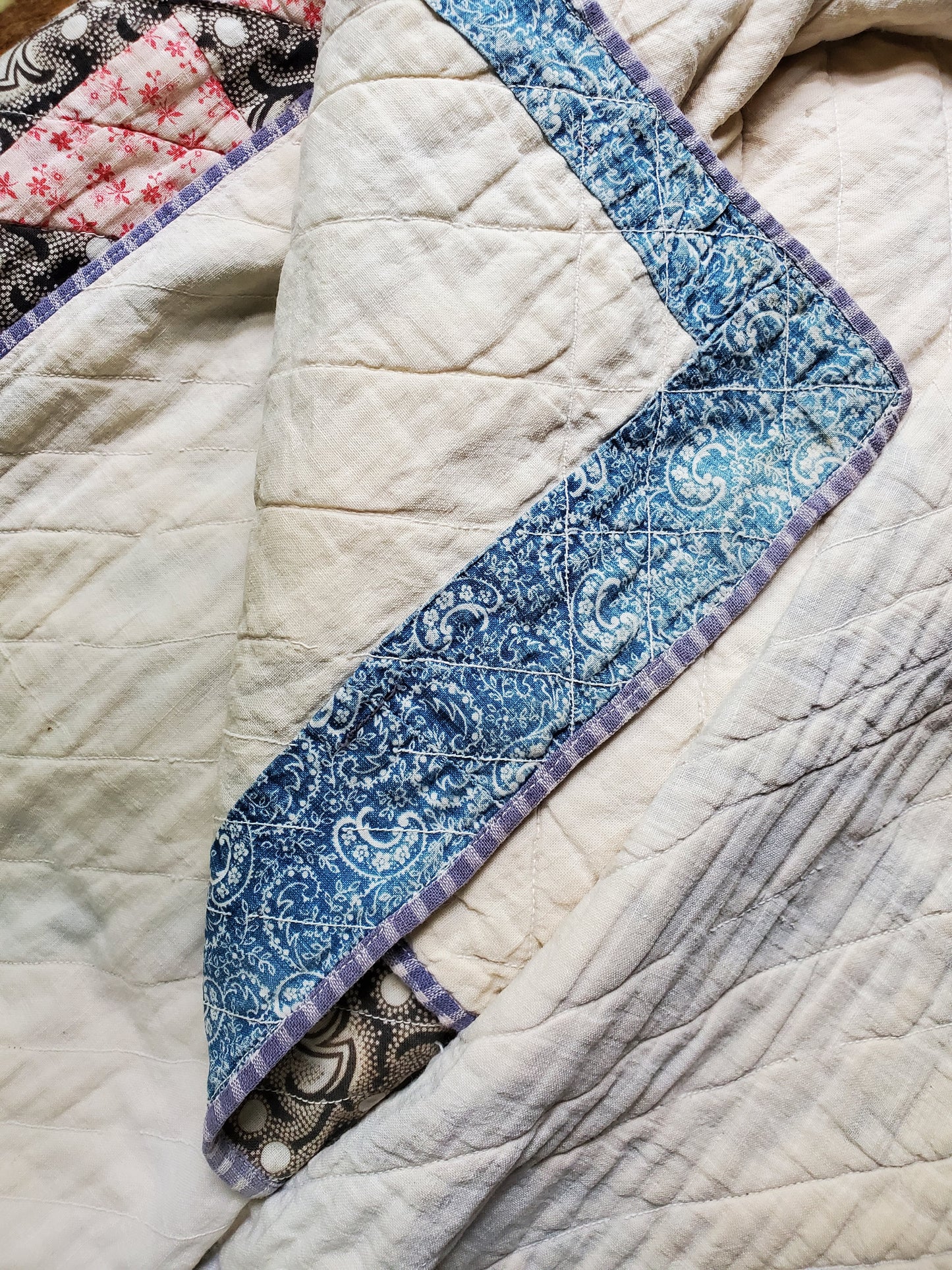 Vintage Sugar Sack Patchwork Quilt ca 1920