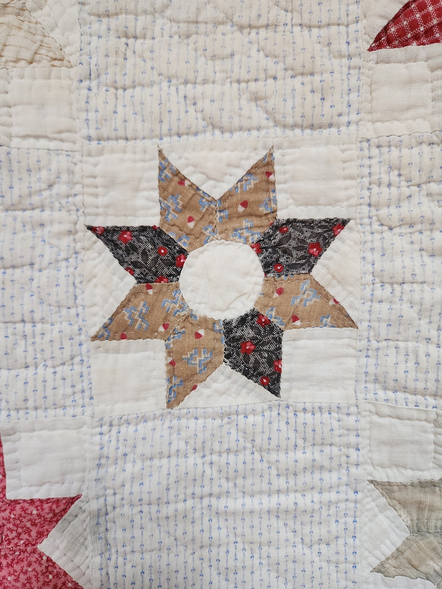 Well-Loved Antique Star Quilt c1900