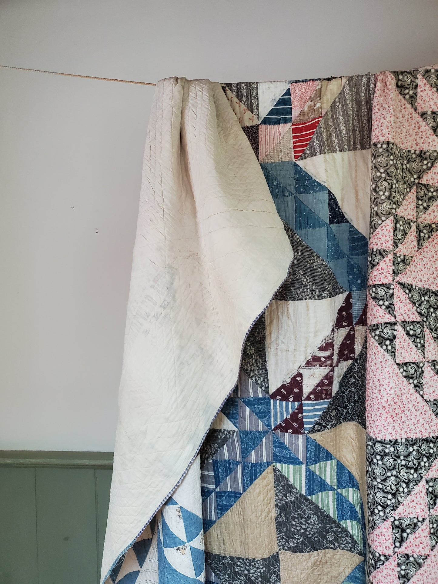 Vintage Sugar Sack Patchwork Quilt ca 1920