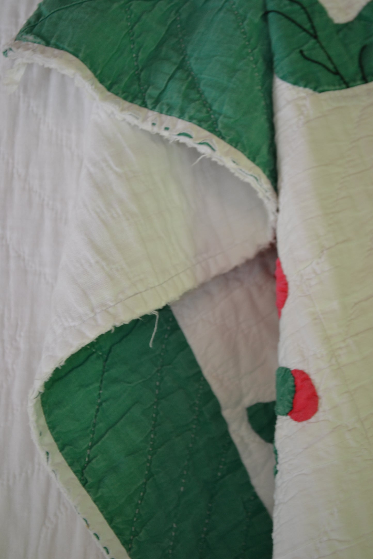 Vintage Poppy Applique Quilt ca 1940