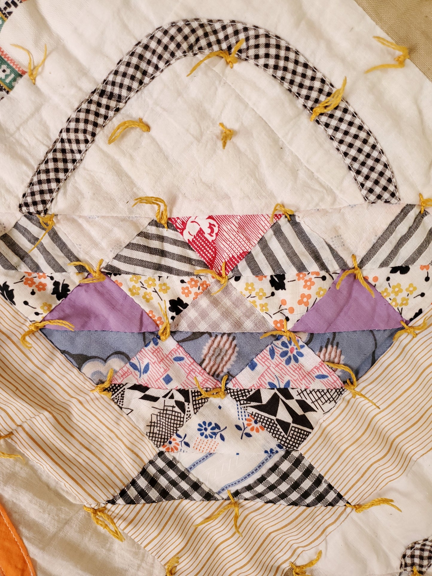 Hand Tied Vintage Basket Quilt