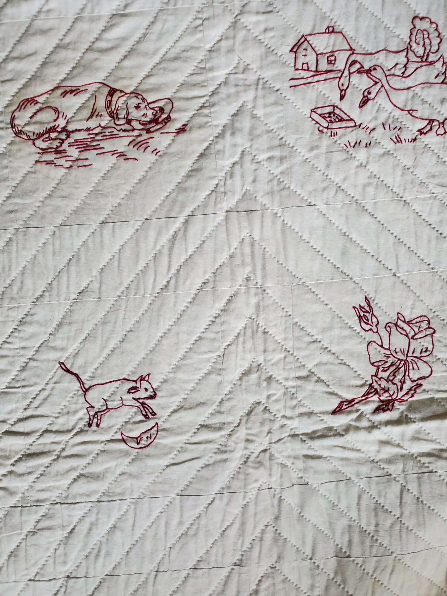 Redwork Vintage Quilt ca 1930