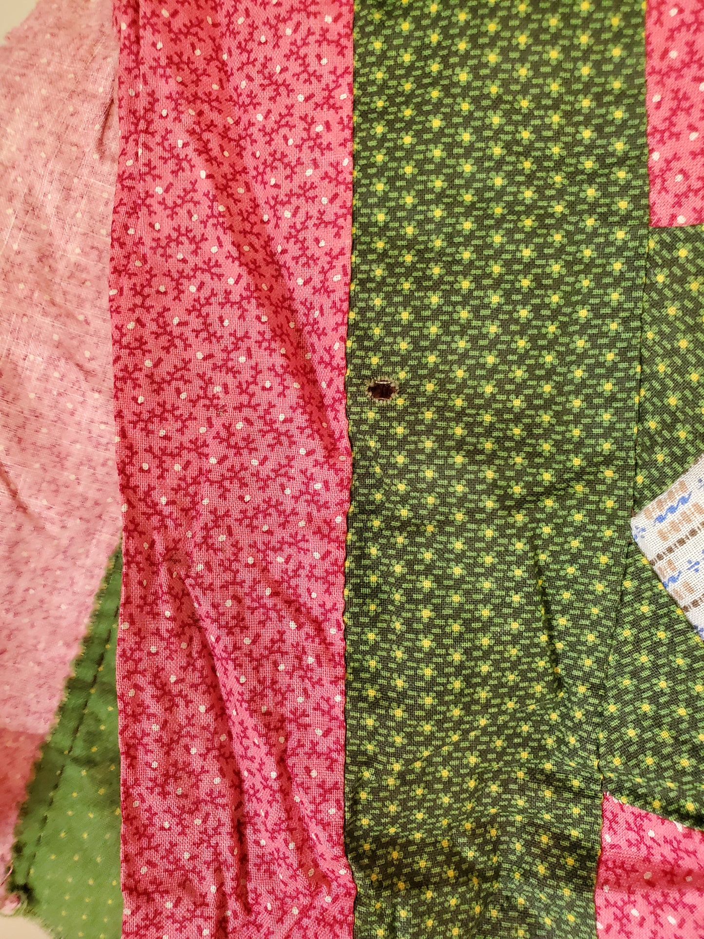 19th Cent Green and Pink Quilt Top