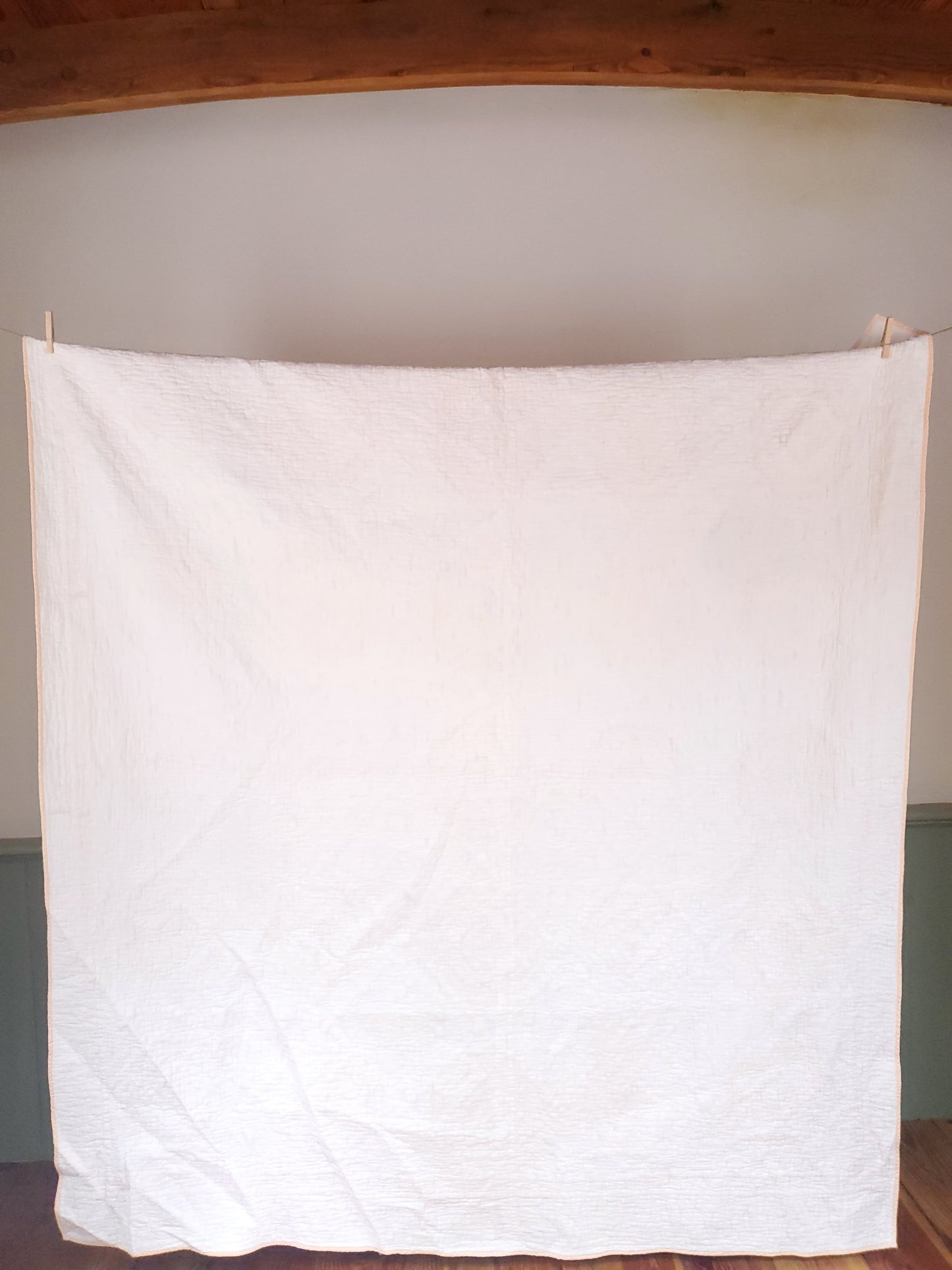 Peach and White Patchwork Quilt