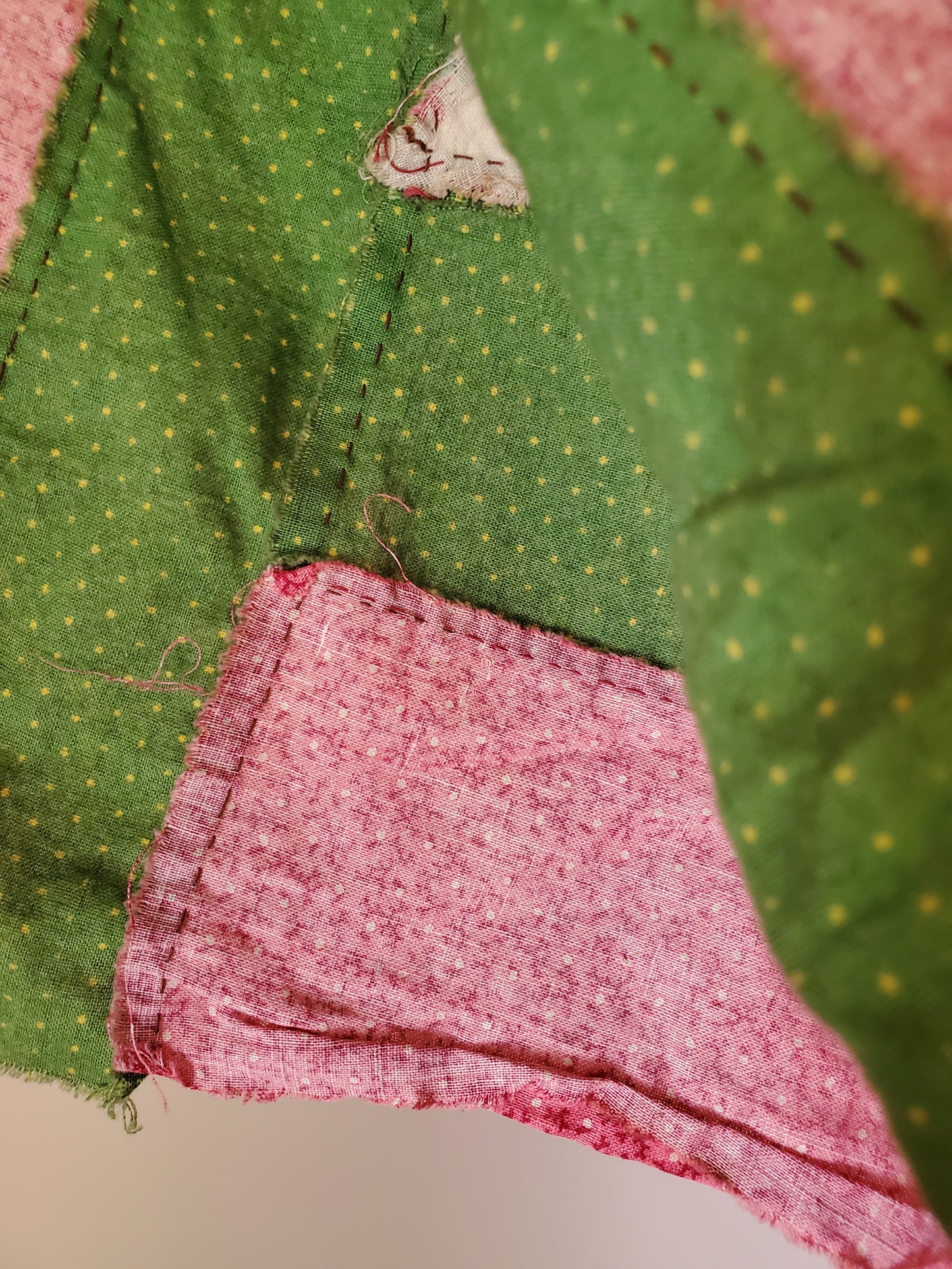 19th Cent Green and Pink Quilt Top