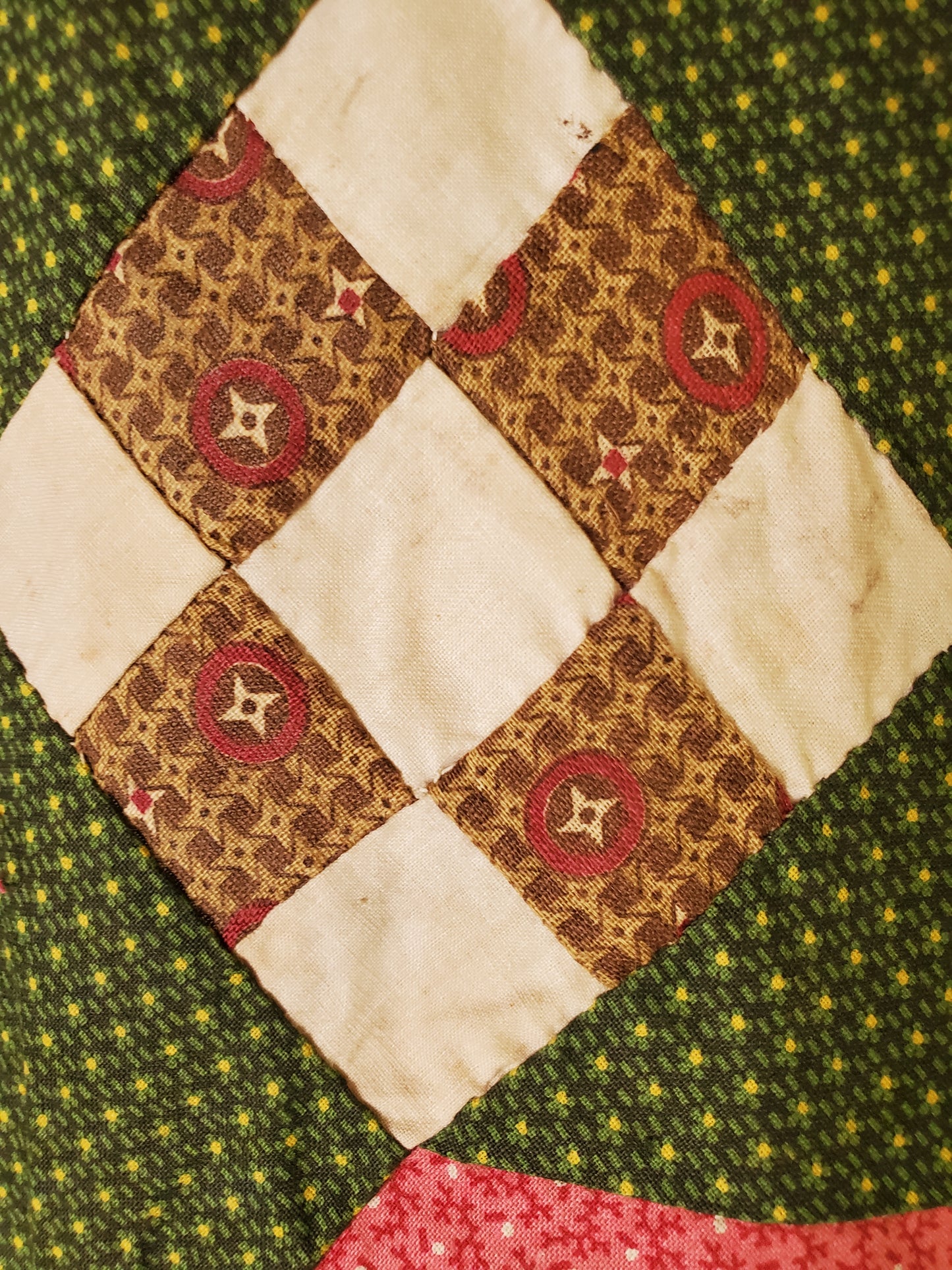 19th Cent Green and Pink Quilt Top