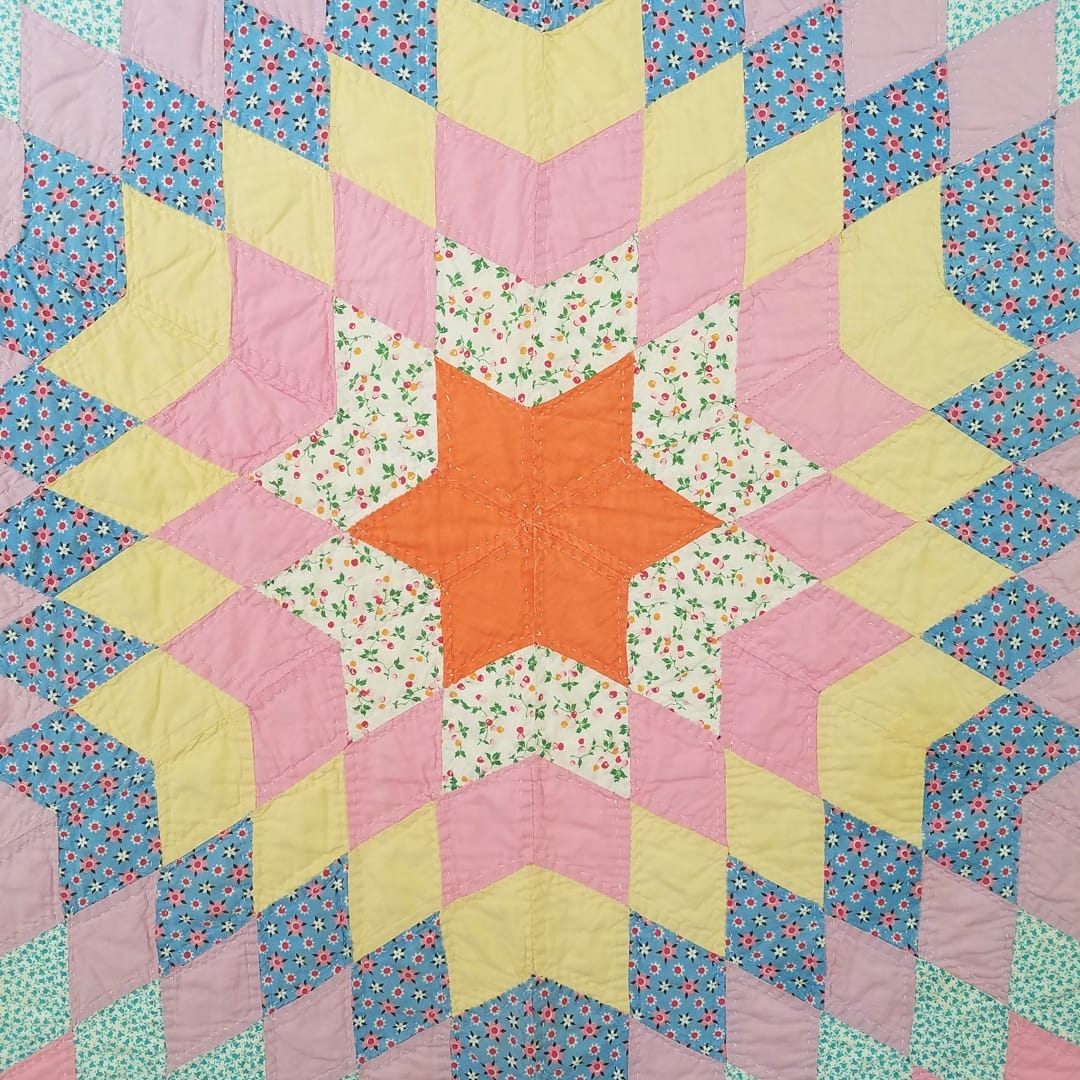 Floral Lone Star Quilt