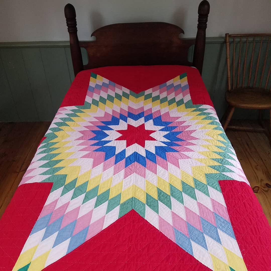 Red and Pink Lone Star Quilt