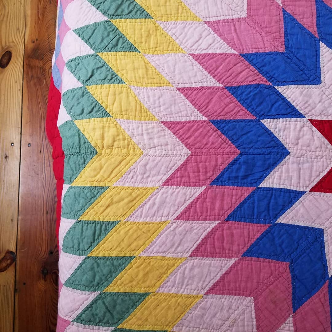 Red and Pink Lone Star Quilt