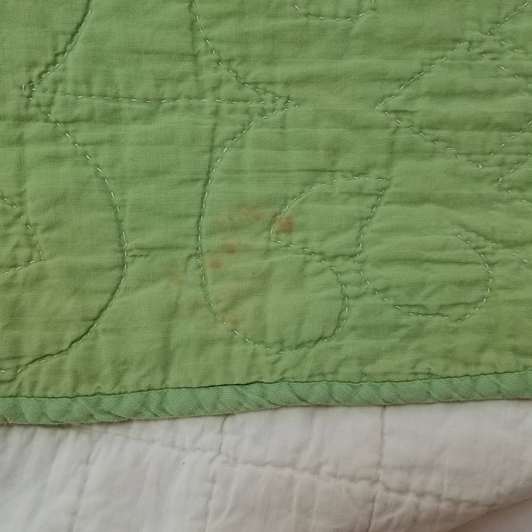Green and Yellow Churn Dash Quilt