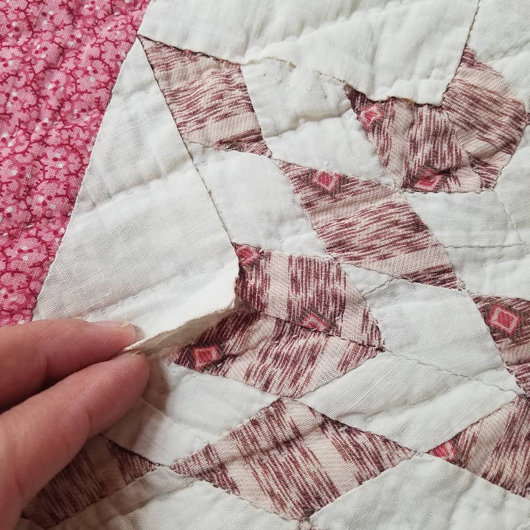 Pink and Green Calico Prairie Star Quilt