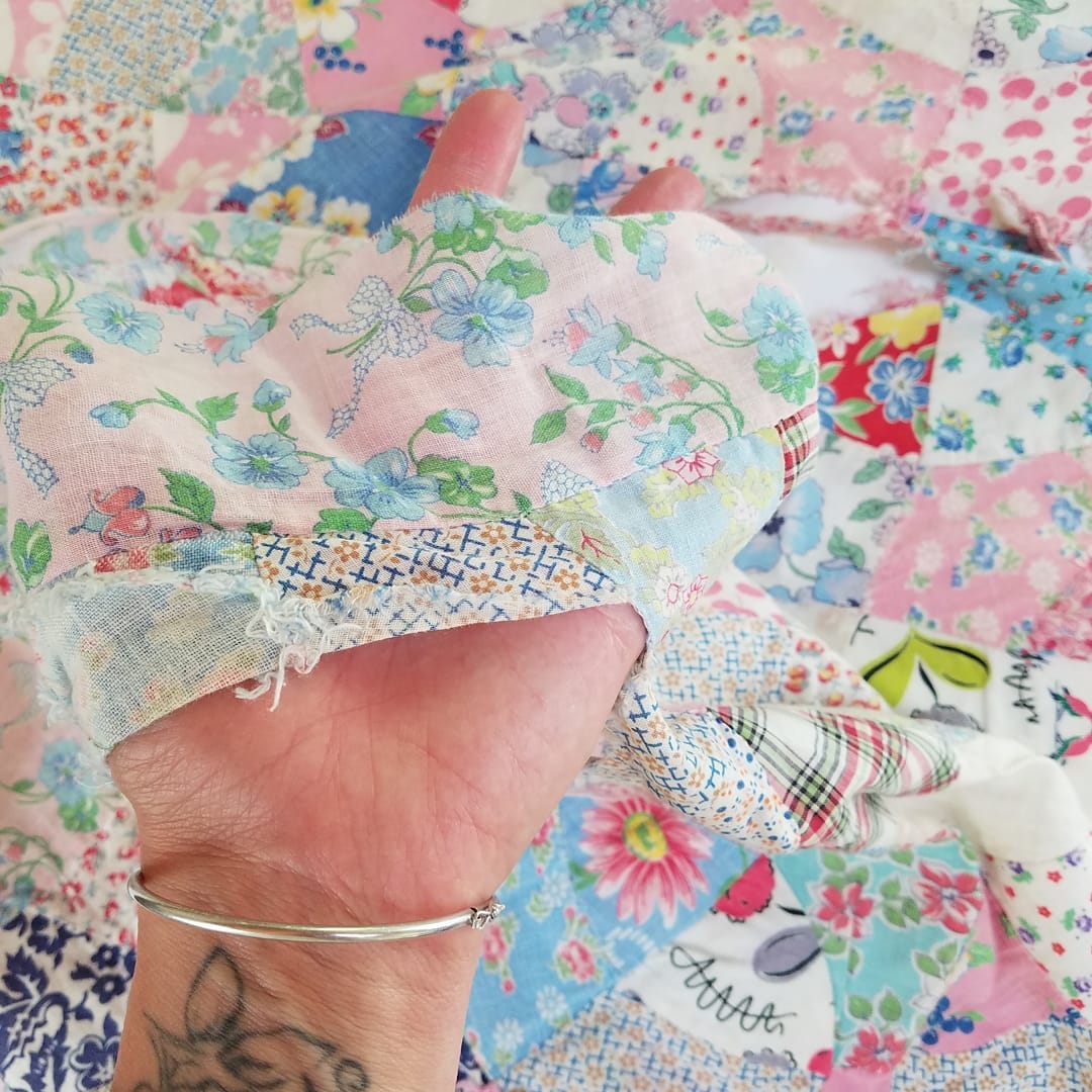 Feed Sack Bow Tie Quilt top