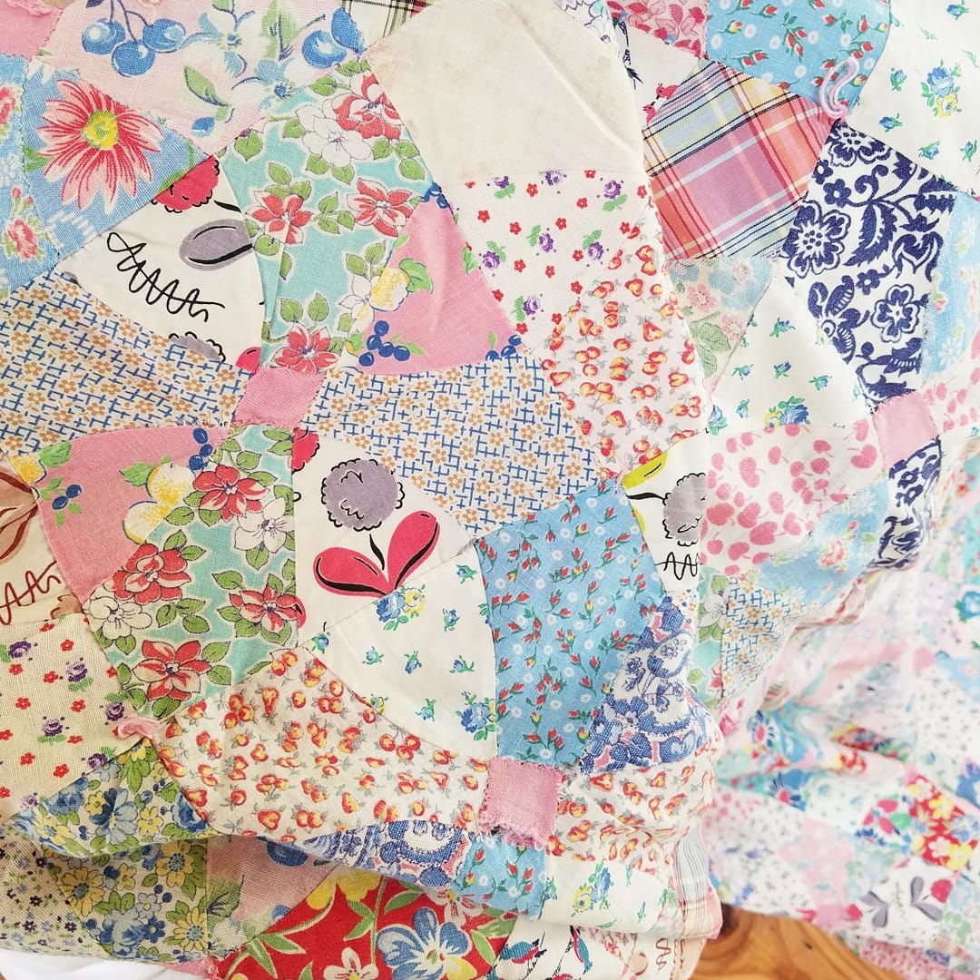 Feed Sack Bow Tie Quilt top