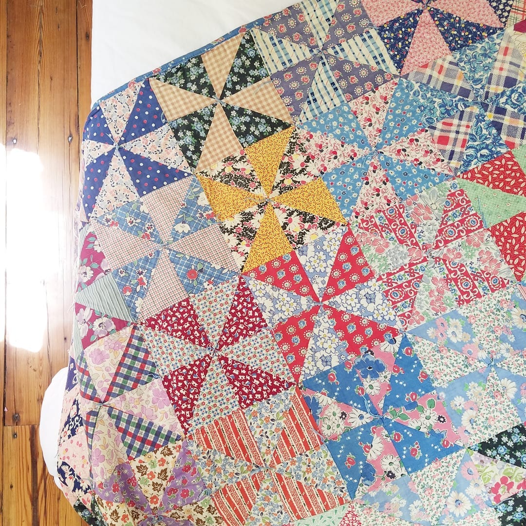 Hand Tied Pinwheel Quilt