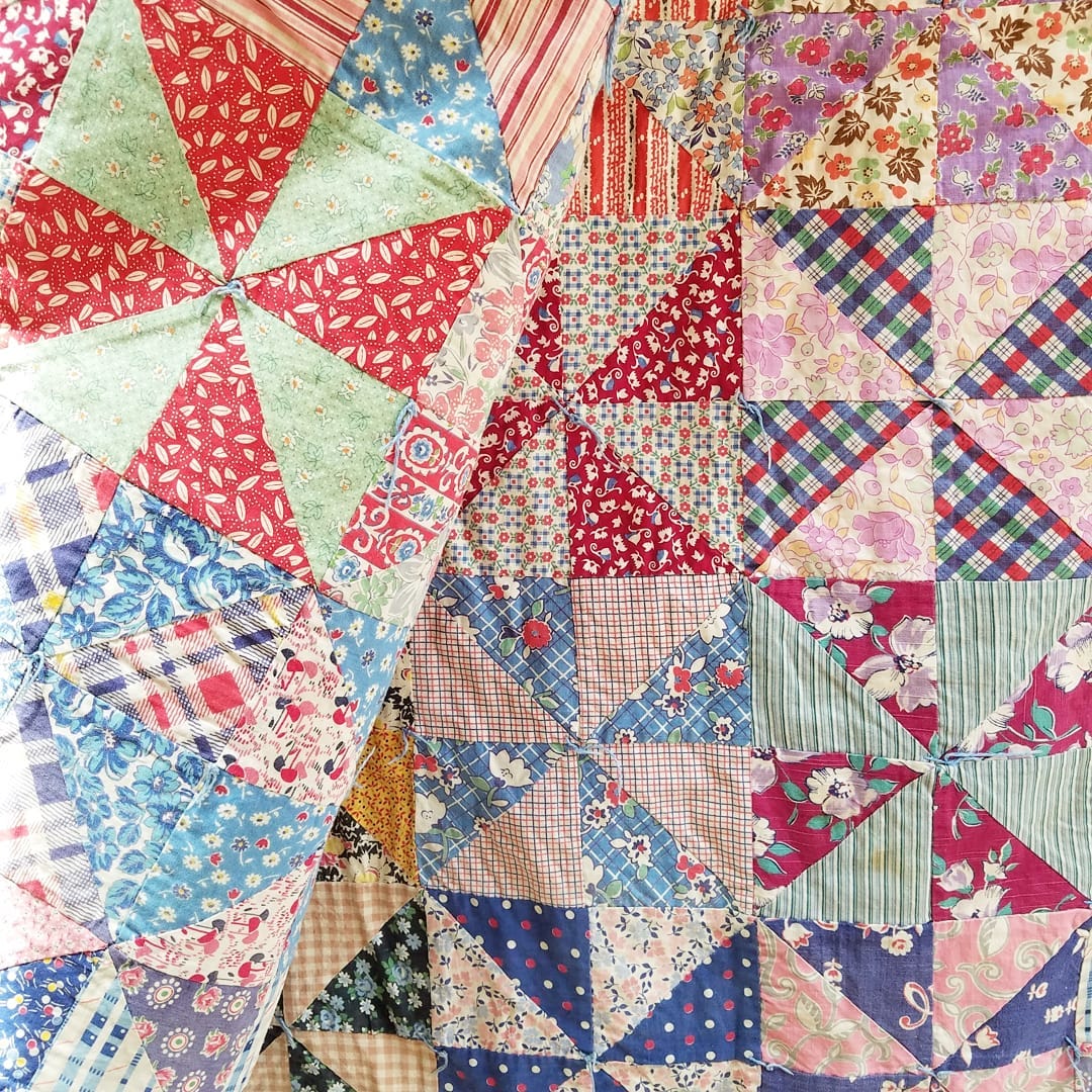 Hand Tied Pinwheel Quilt