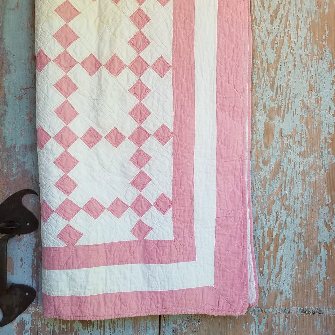 Pink and White Irish Chain Quilt