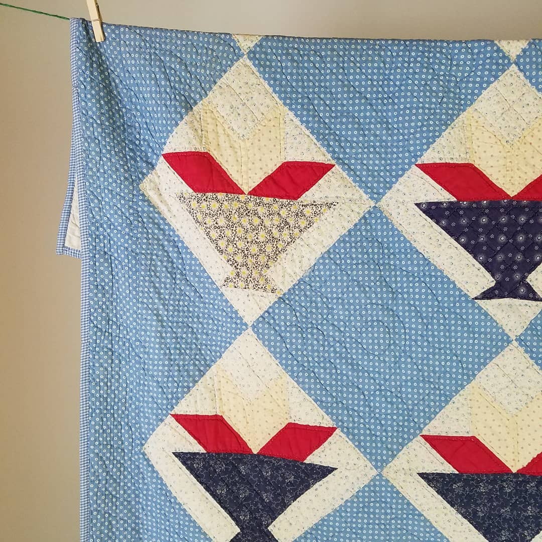 Red White and Blue Cactus Basket Quilt