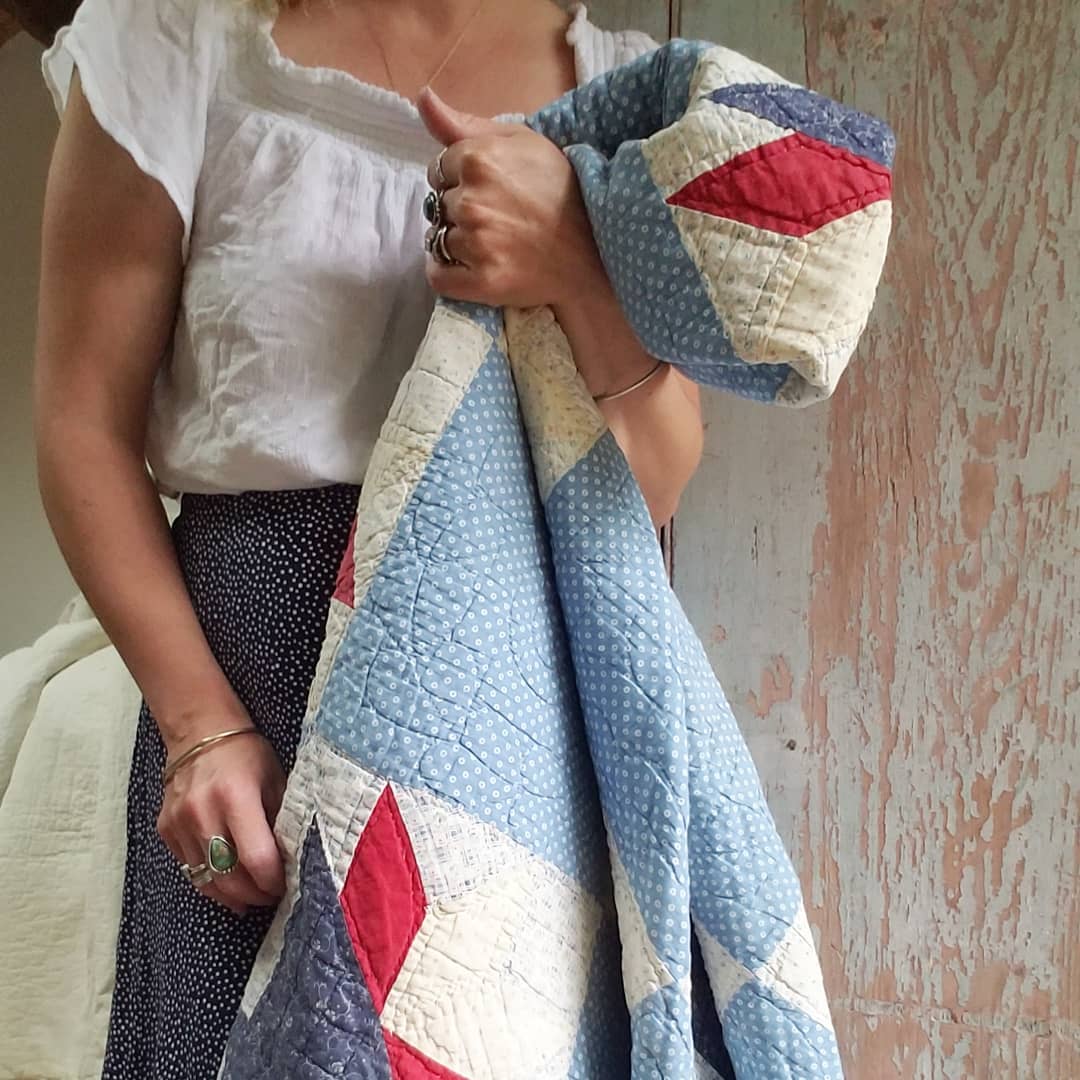 Red White and Blue Cactus Basket Quilt