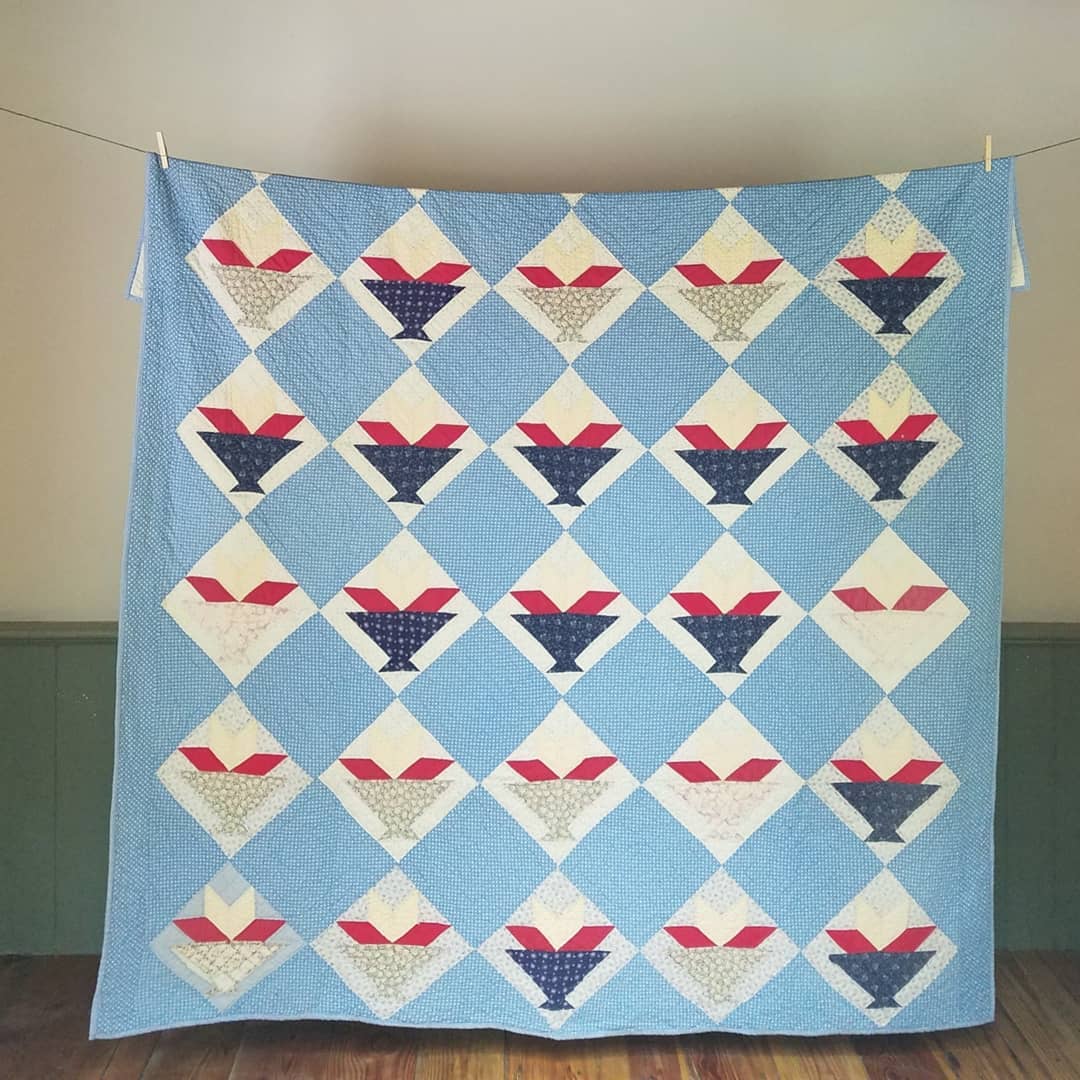 Red White and Blue Cactus Basket Quilt