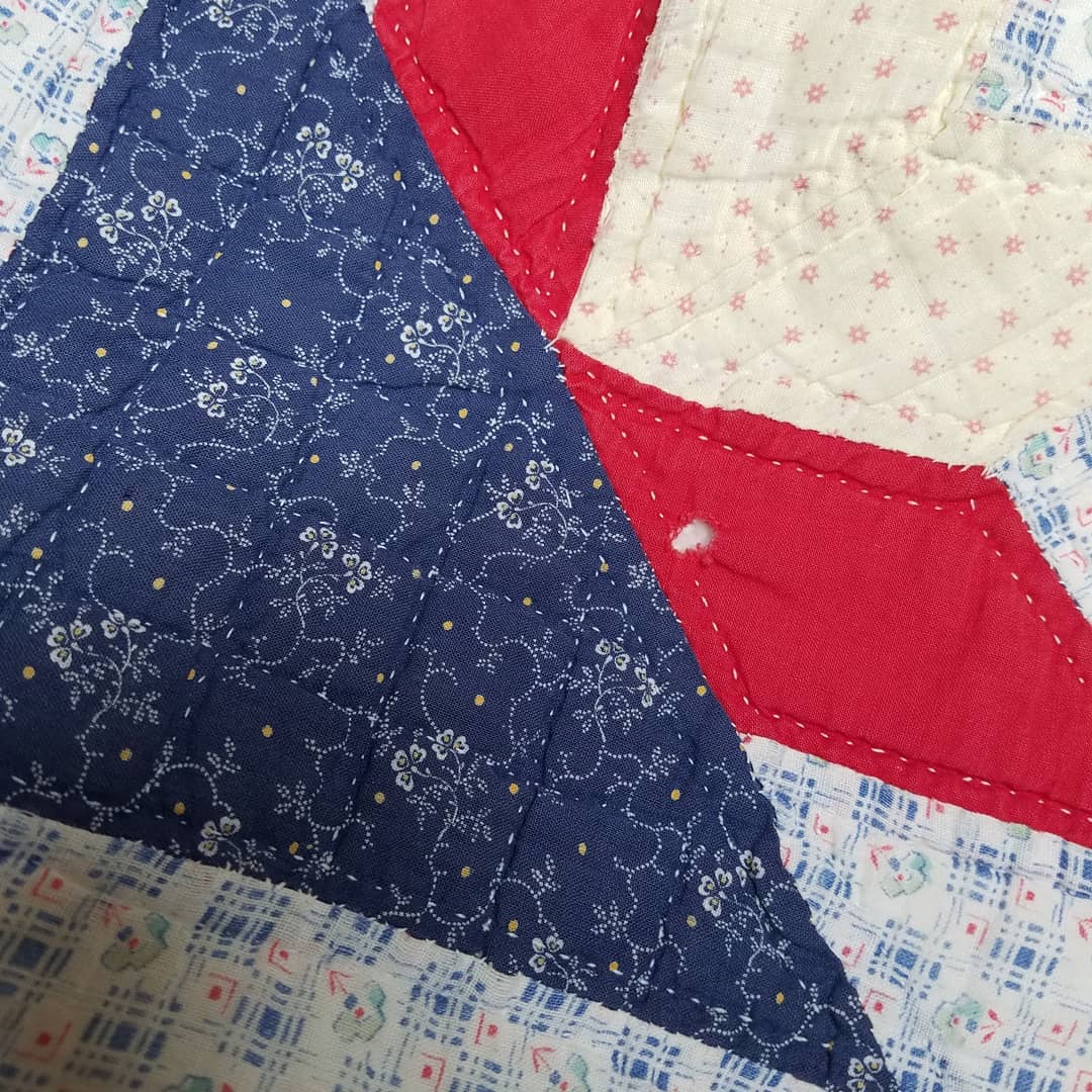Red White and Blue Cactus Basket Quilt