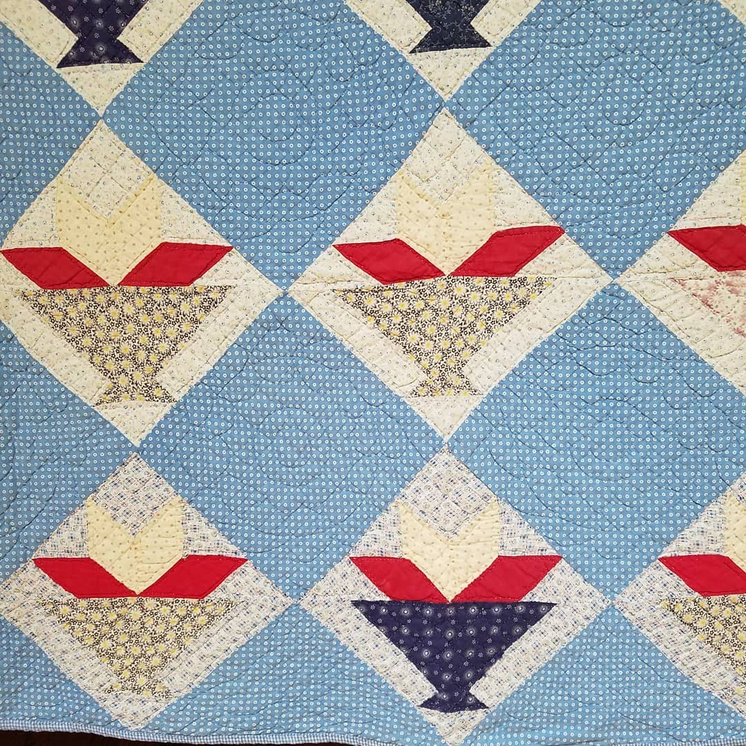 Red White and Blue Cactus Basket Quilt
