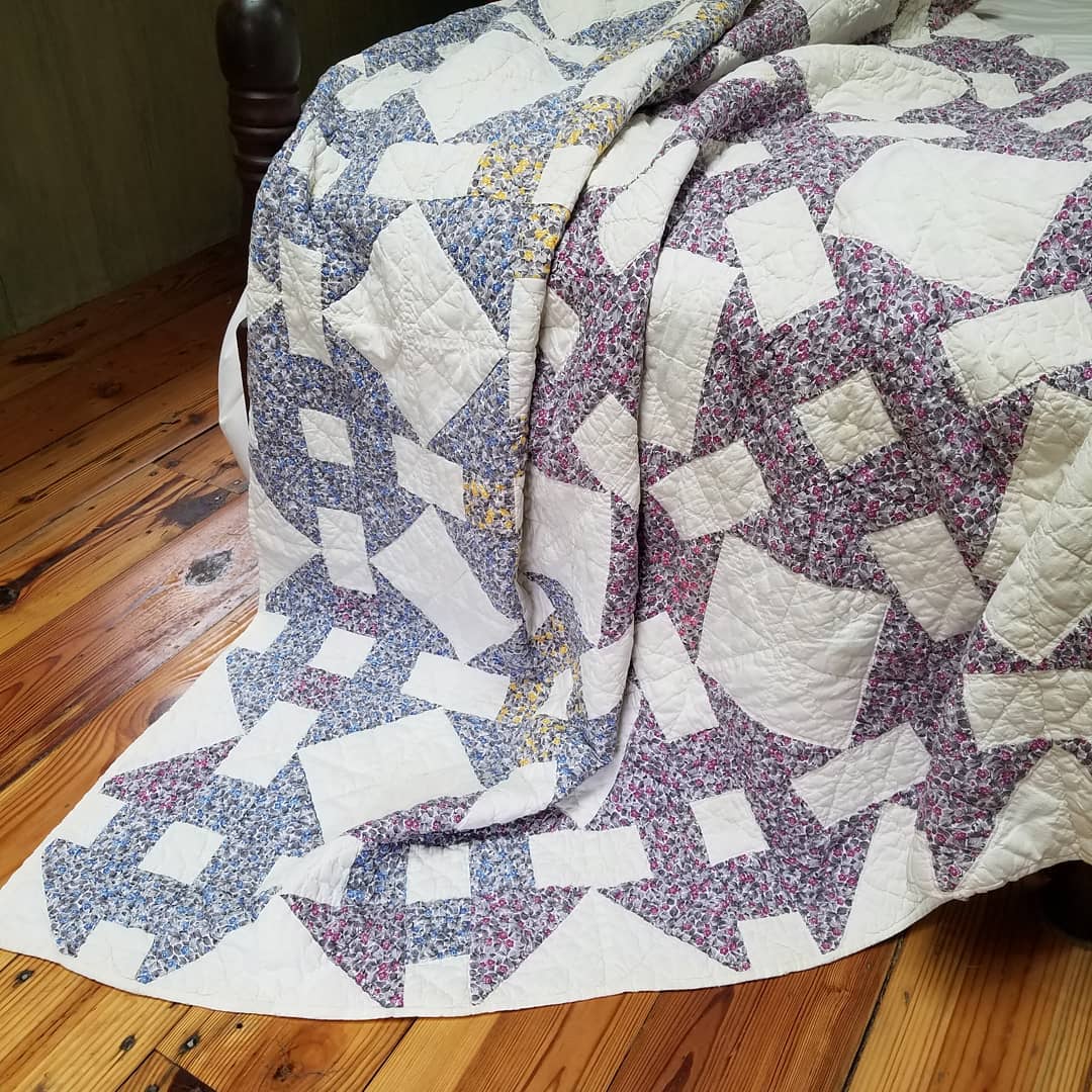 Ombre Floral Churn Dash Quilt