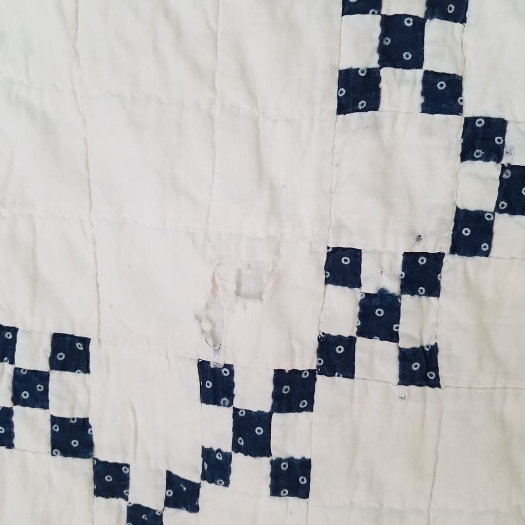 Navy and White Irish Chain Quilt