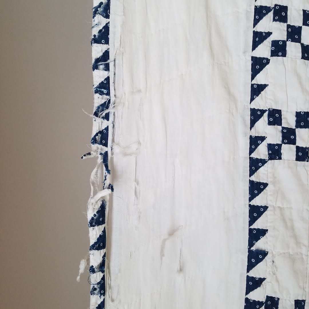 Navy and White Irish Chain Quilt