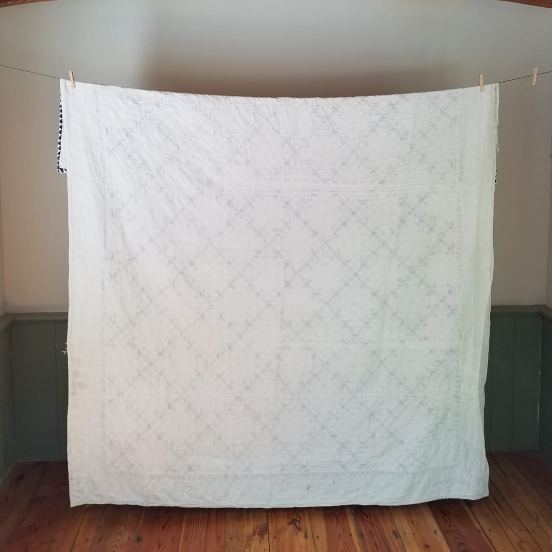 Navy and White Irish Chain Quilt