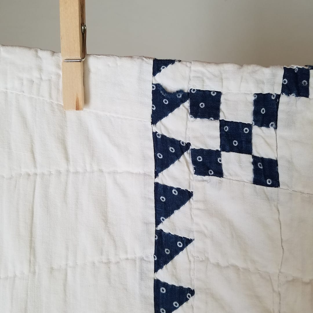 Navy and White Irish Chain Quilt