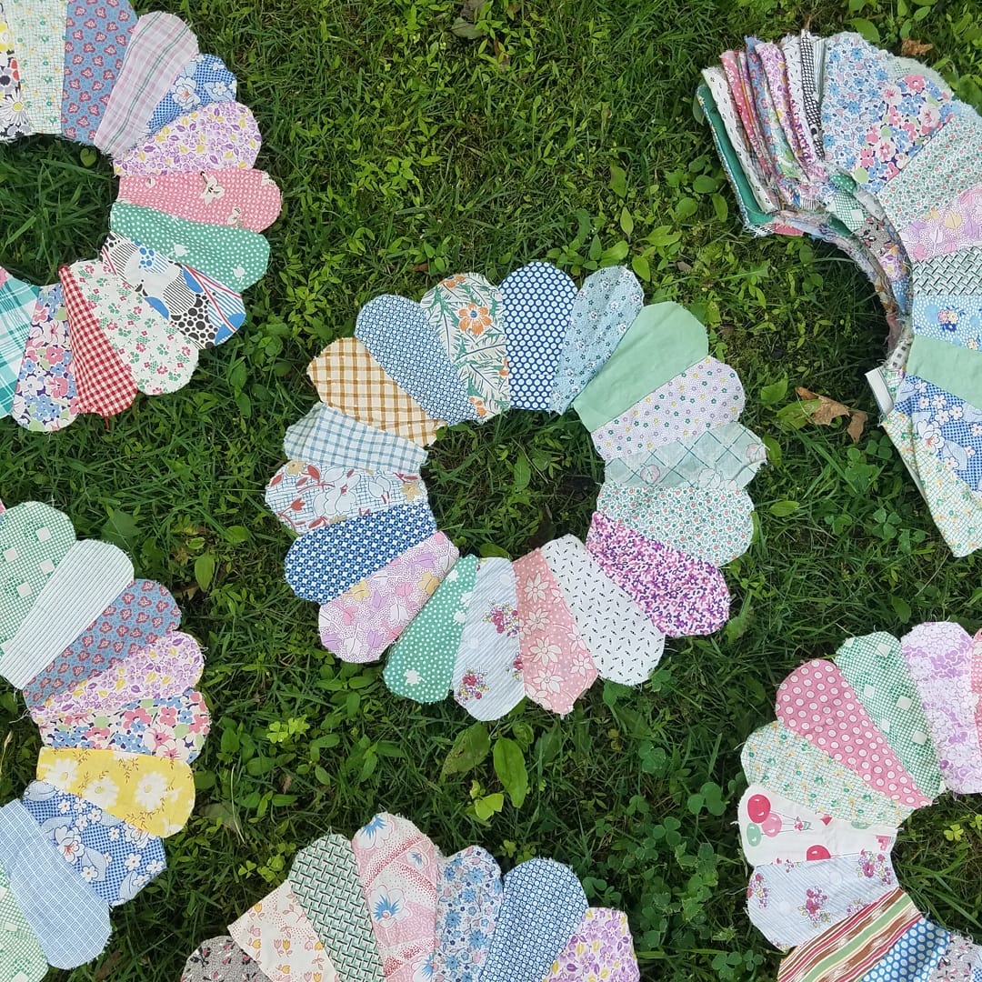 Complete set of 20, Dresden Plate Quilt Blocks