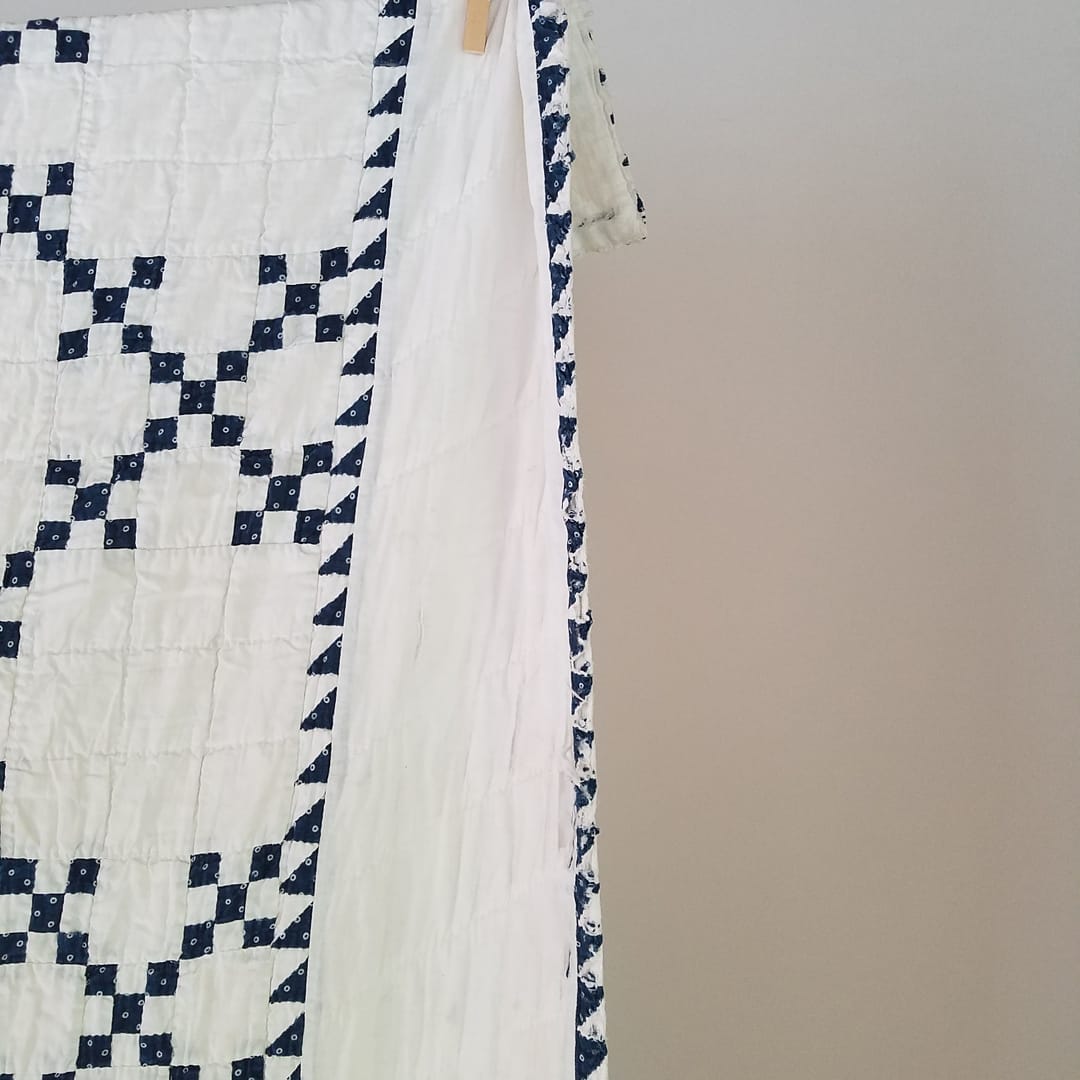 Navy and White Irish Chain Quilt