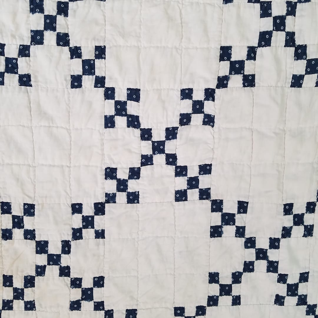 Navy and White Irish Chain Quilt
