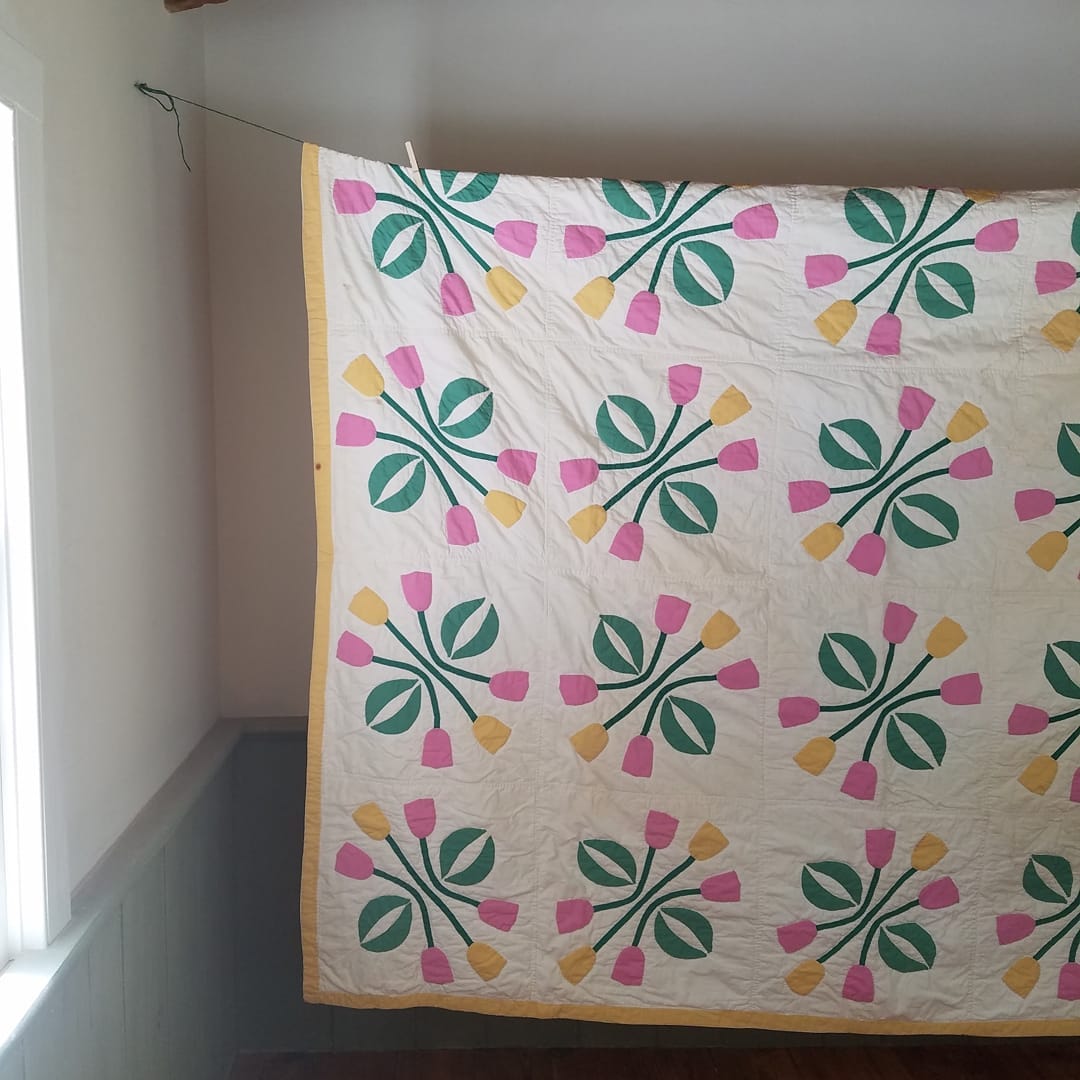 Pink and Yellow Tulip Quilt