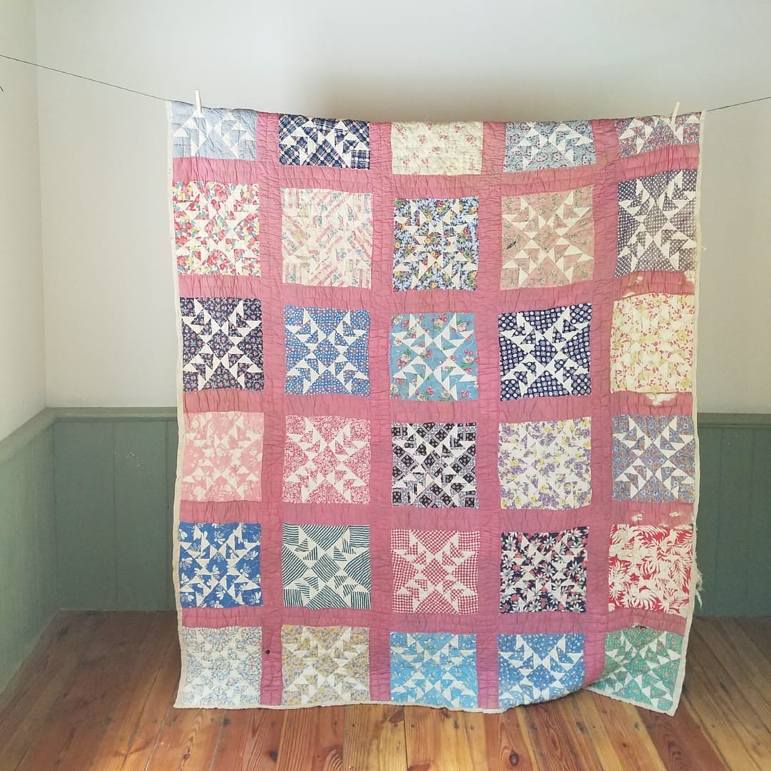 Pink Odd Fellow's Patch Quilt