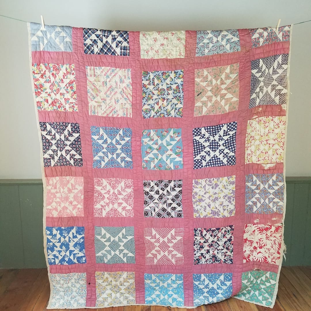 Pink Odd Fellow's Patch Quilt