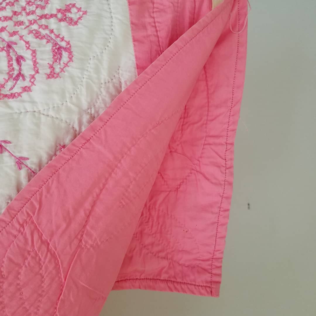 Pink Embroidered Quilt