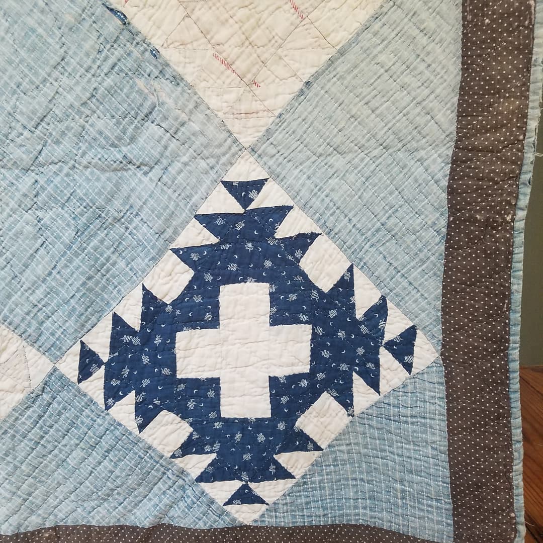 Inscribed, Pale Blue Quilt