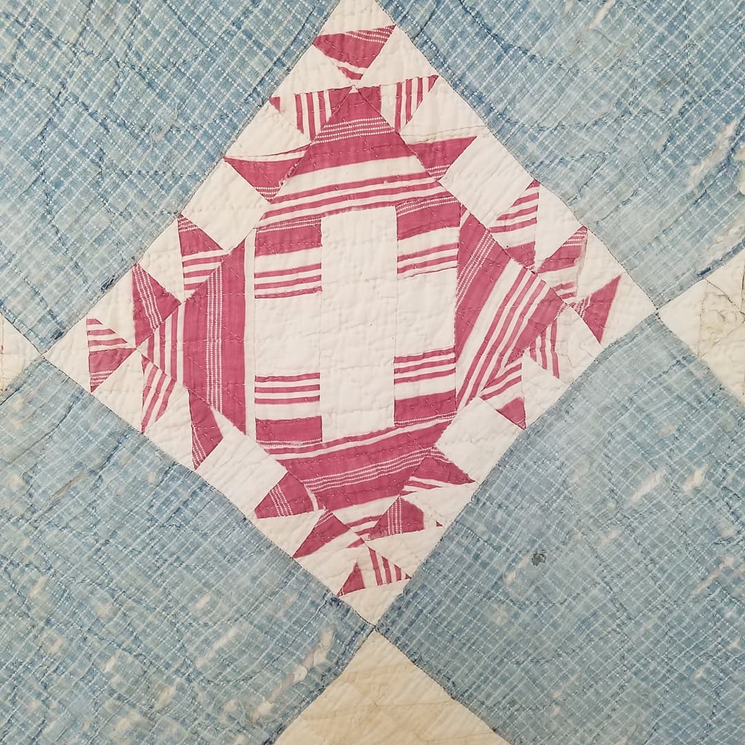 Inscribed, Pale Blue Quilt