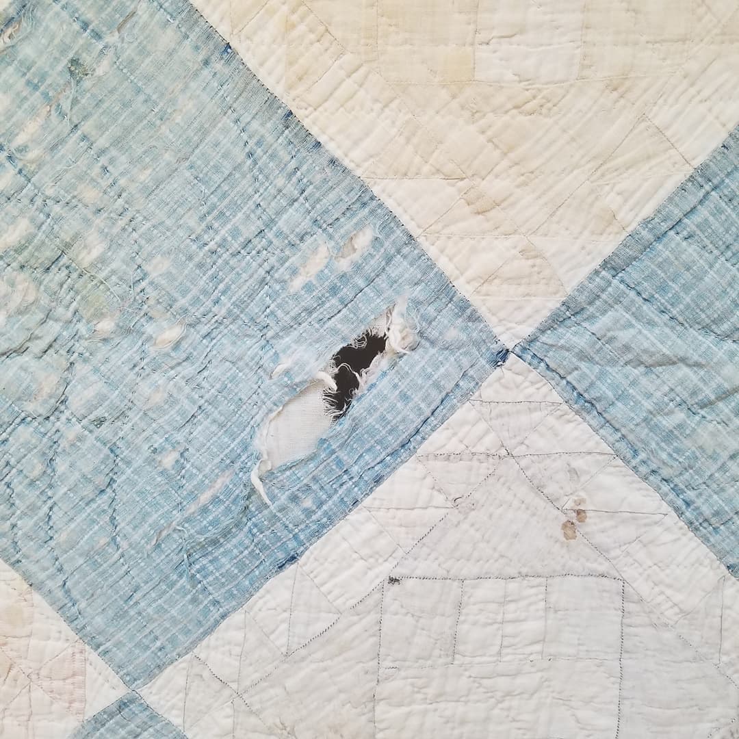 Inscribed, Pale Blue Quilt