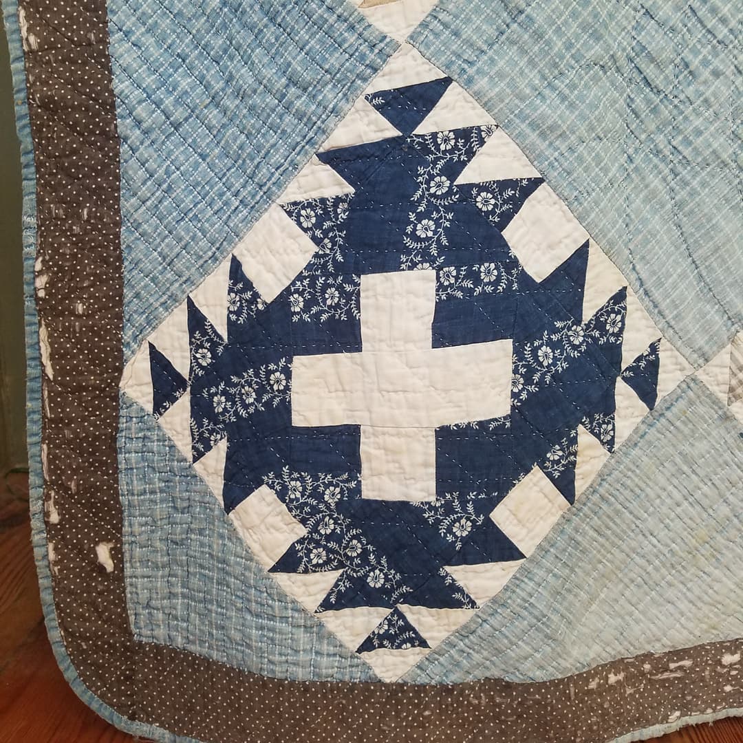 Inscribed, Pale Blue Quilt