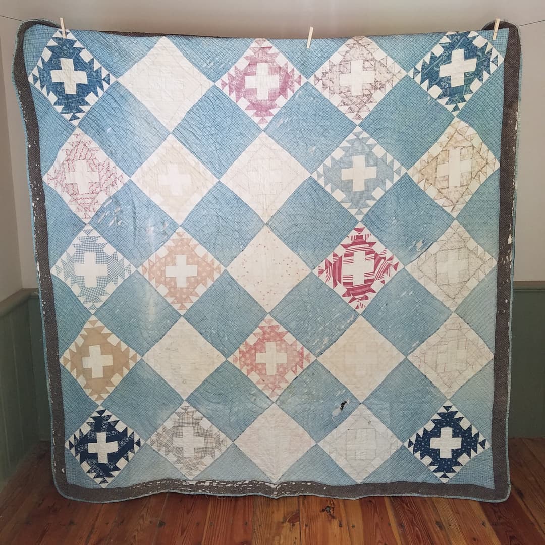 Inscribed, Pale Blue Quilt
