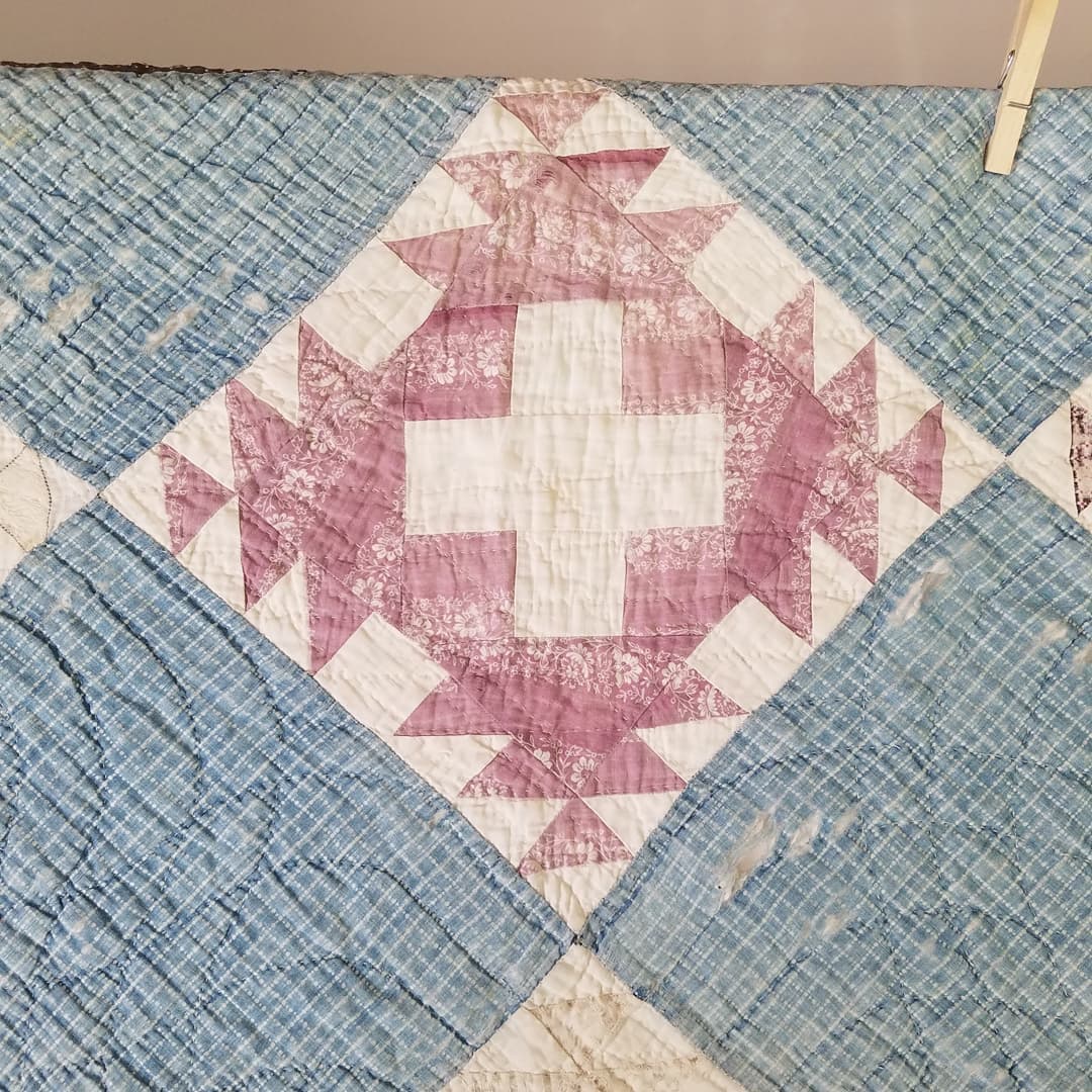 Inscribed, Pale Blue Quilt