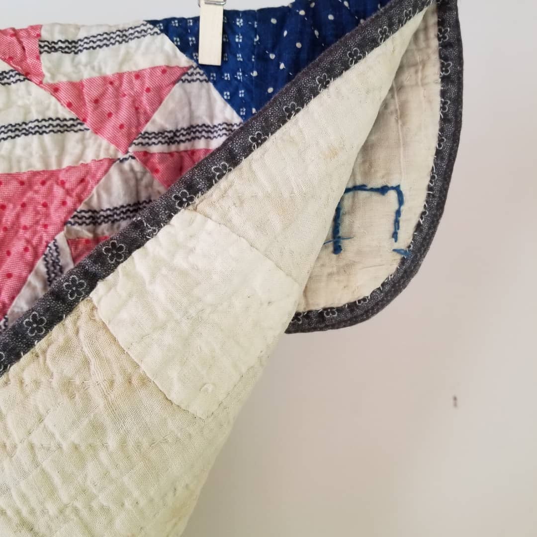 Indigo Quilt with Feed sack Backing